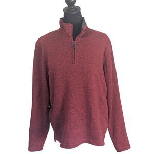 WRANGLER AUTHENTICS Heather Burgundy Quarter Zip Fleece Pullover Gorpcore M